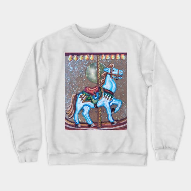 Sparkling Carousel Horse Crewneck Sweatshirt by Art by Deborah Camp